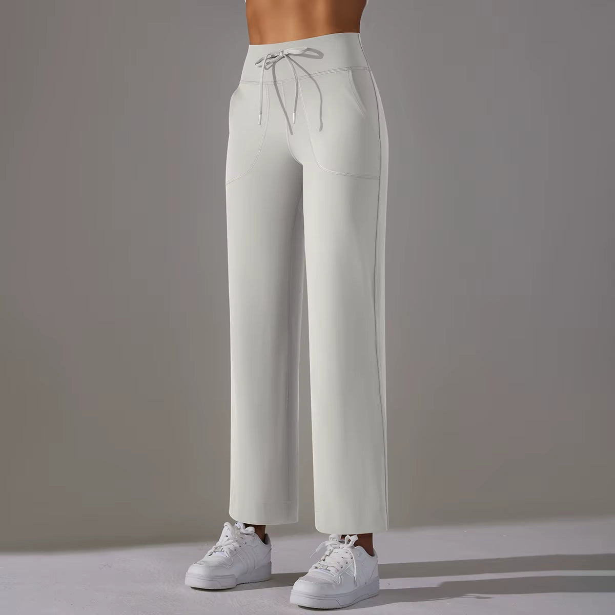 Wide Leg Pants with Pockets Women'S Loose Yoga High Waist Legging Drawstring Outdoor Casual Jogging Gym Sports Flare Pants