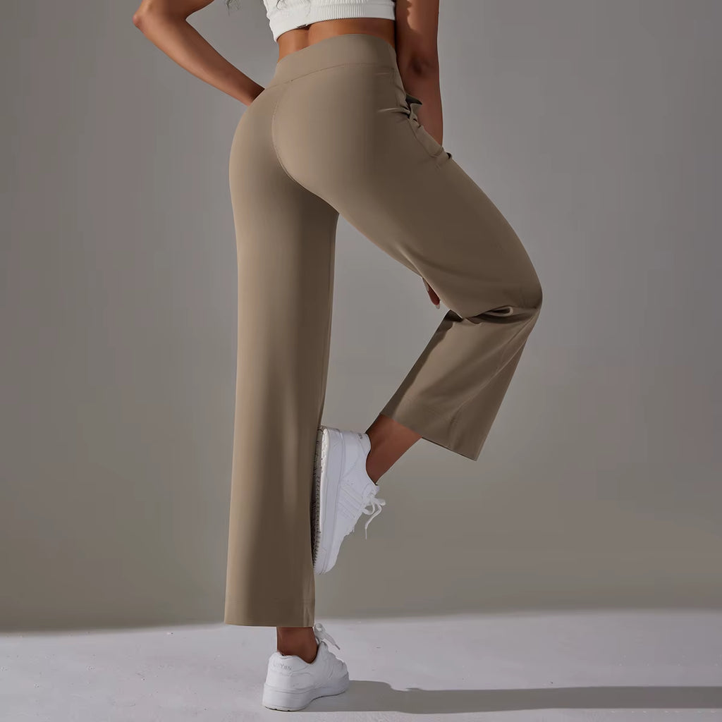 Wide Leg Pants with Pockets Women'S Loose Yoga High Waist Legging Drawstring Outdoor Casual Jogging Gym Sports Flare Pants