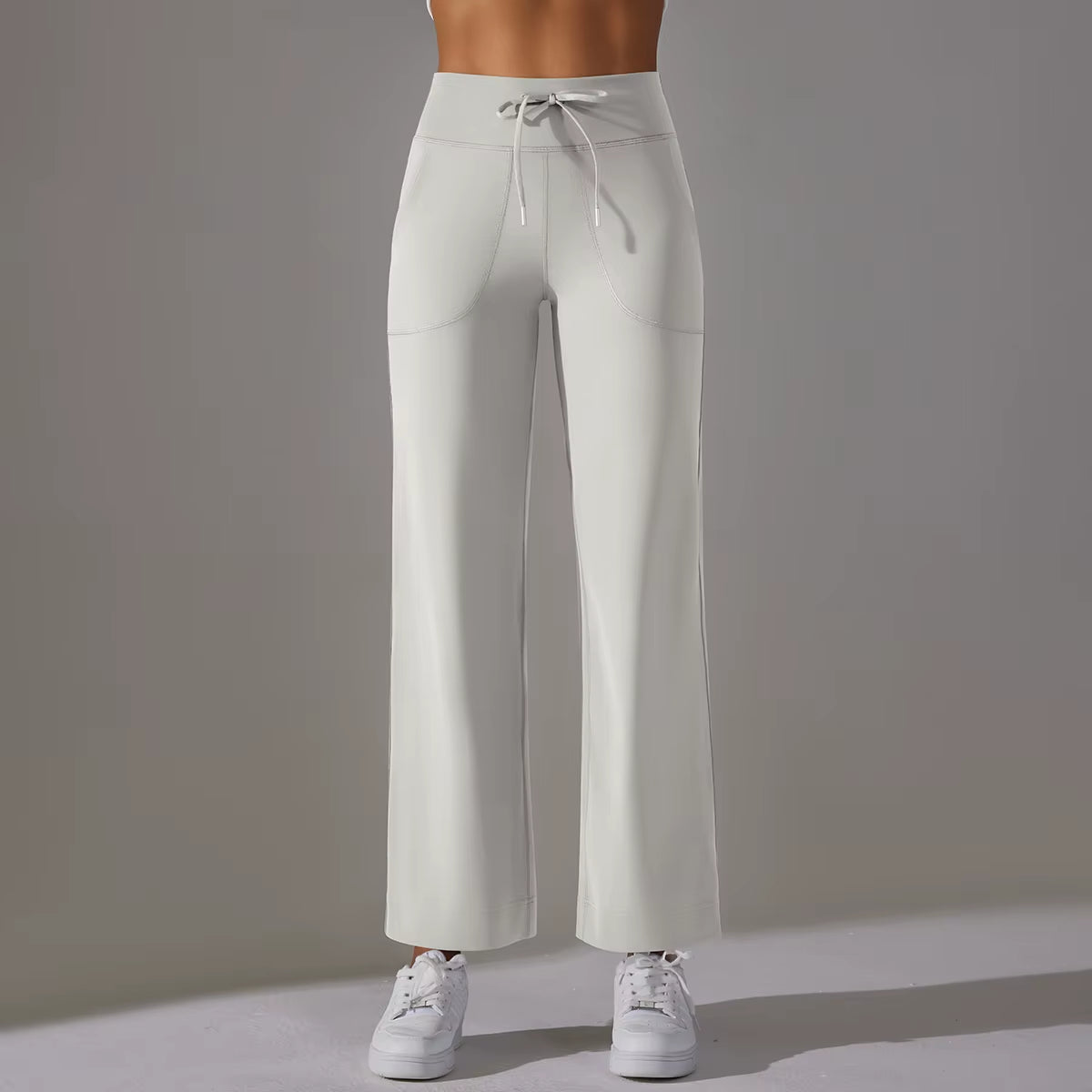 Wide Leg Pants with Pockets Women'S Loose Yoga High Waist Legging Drawstring Outdoor Casual Jogging Gym Sports Flare Pants